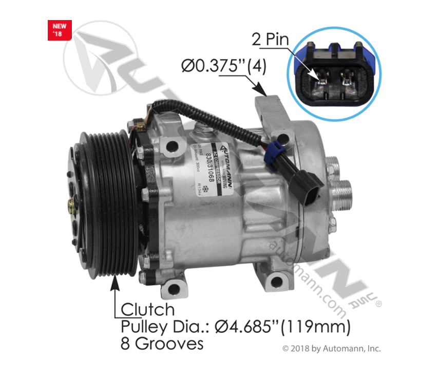 830.31068 - Air Conditioning Compressor 7H15 Type (5402, 03-1002, 2004078, 4078)