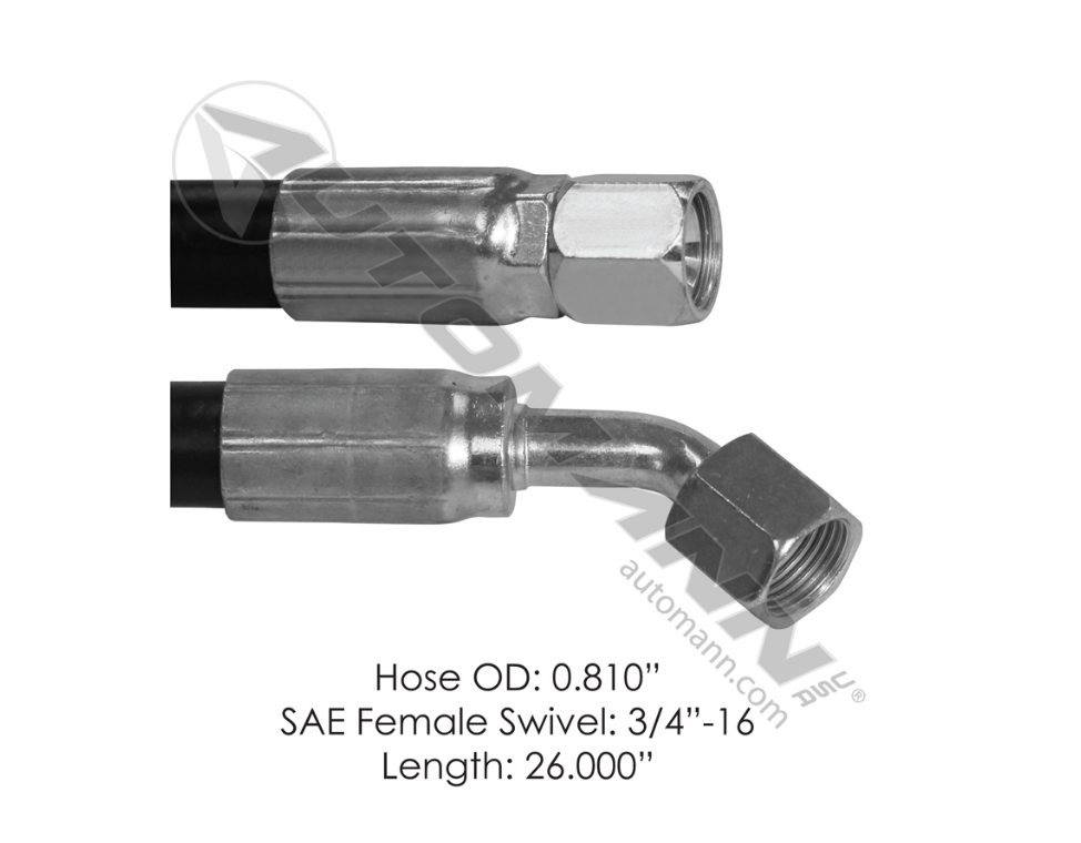 Automann 561.46446 Power Steering Hose – Compatible with Freightliner Cascadia P3 (2008–2018) – 26-Inch Hydraulic Steering Hose Replacement – Ref# 1414442026
