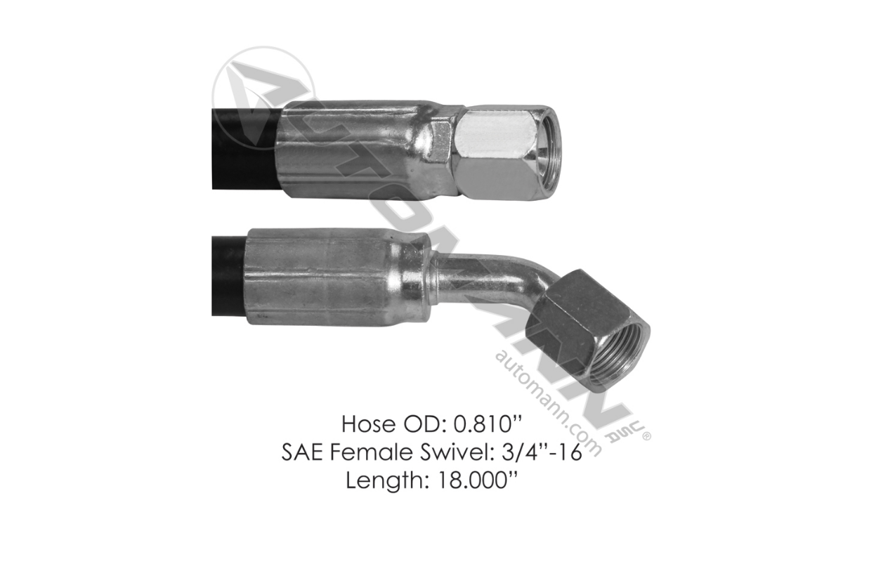 Automann 561.46218 Power Steering Hose – Compatible with Freightliner Trucks – 18-Inch Hydraulic Steering Hose Replacement – Ref# 1414442018