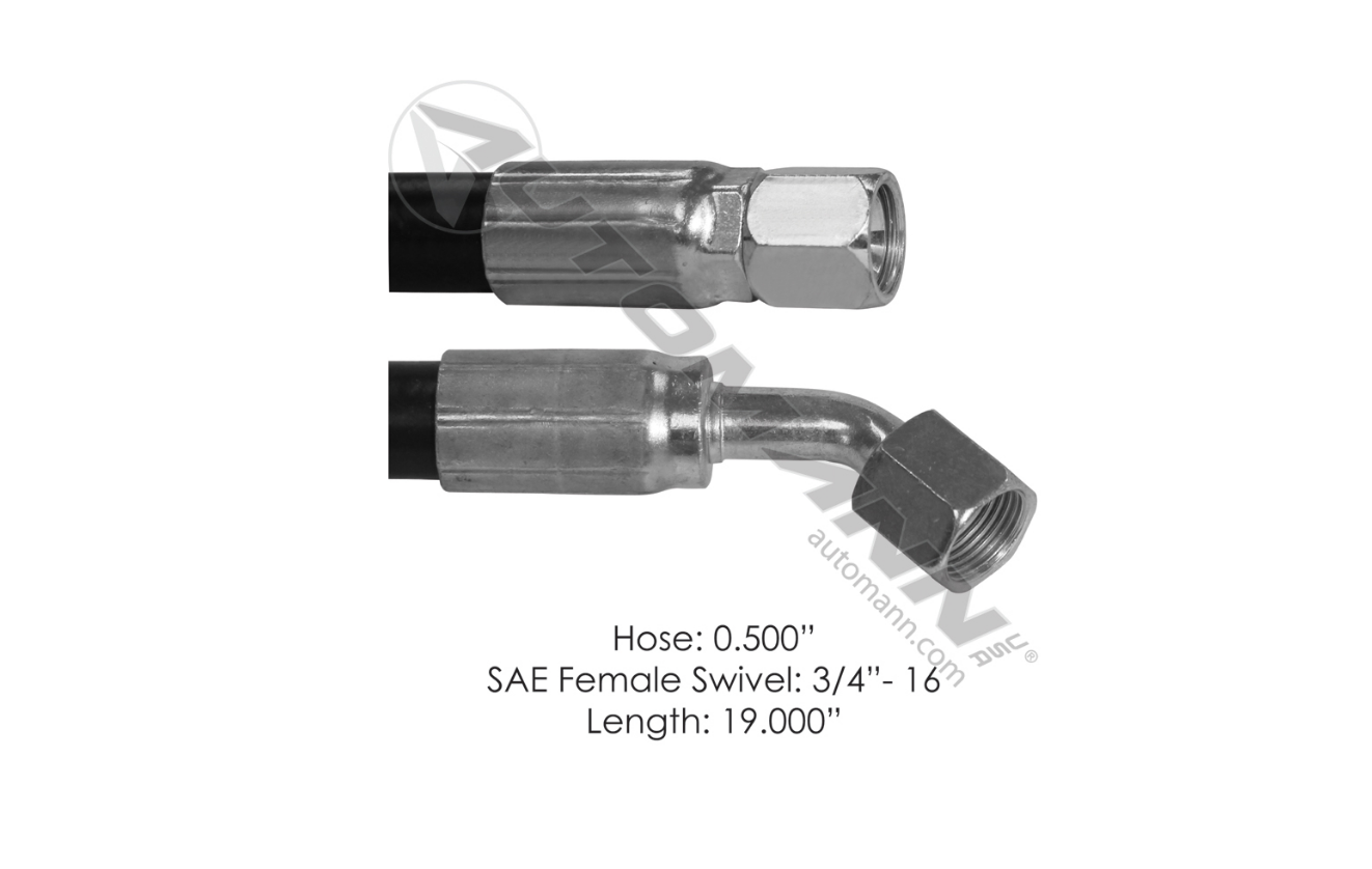 Automann 561.46441 Power Steering Hose – Compatible with Freightliner Trucks – 19-Inch Hydraulic Steering Hose Replacement – Ref# 14-14442-019