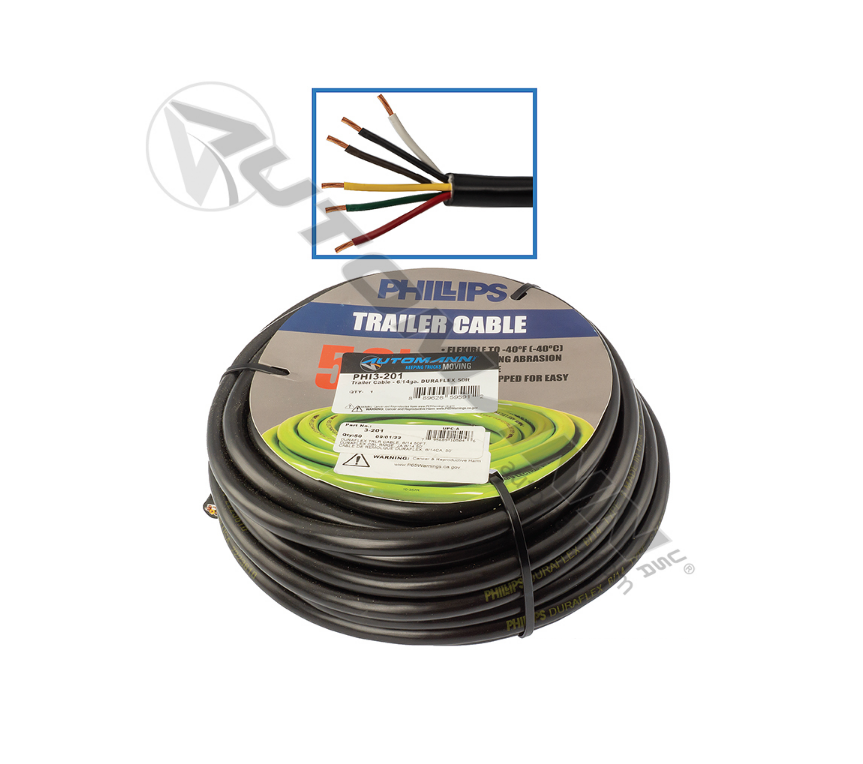 PHI3-201 - Trailer Cable - 6/14ga. DURAFLEX 50ft (3-201, 3201)