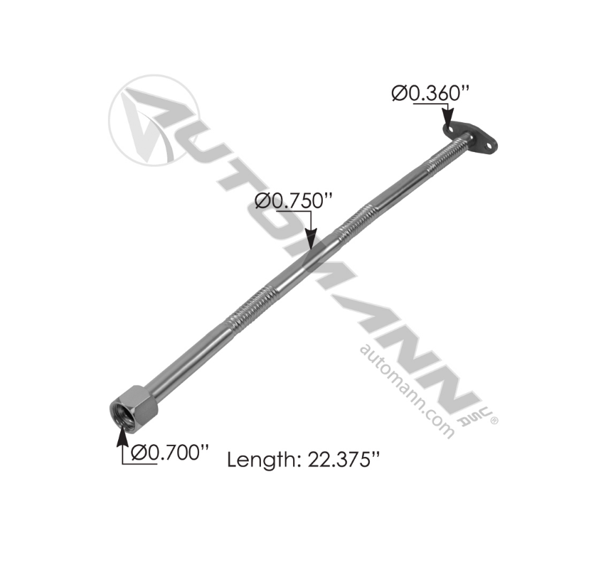 840.T23354 - Turbo Oil Drain Line Detroit Series 60, Length 22.375" (23515354)