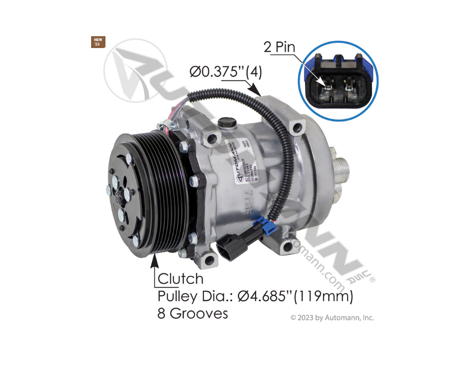 830.31092 - Air Conditioning Compressor 7H15 Type (Ref. # 5397, 03-0620, SKI4808, 1401420, 4084)