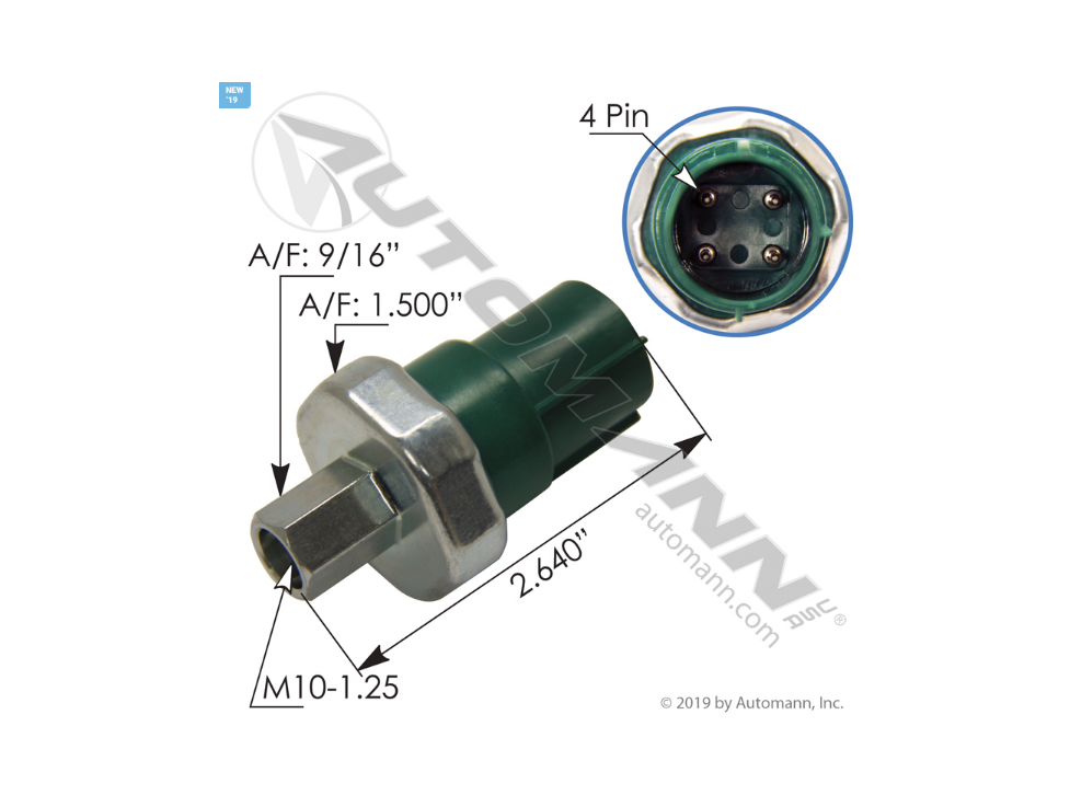 577.46590 - Hi-Pressure Sensor Green HVAC (Ref. # 0635209000, ZGG711078)