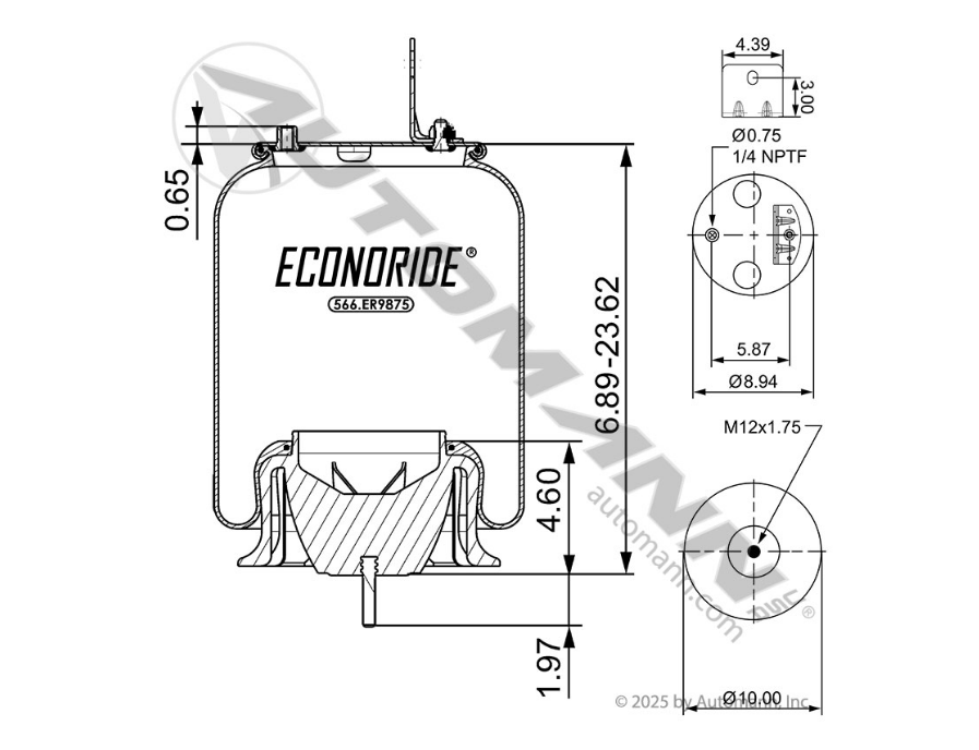566.ER9875 - Econoride Air Spring Rolling Lobe (Ref. # 9875, 1R12-432, 73746, AB1DF23I-P1067)