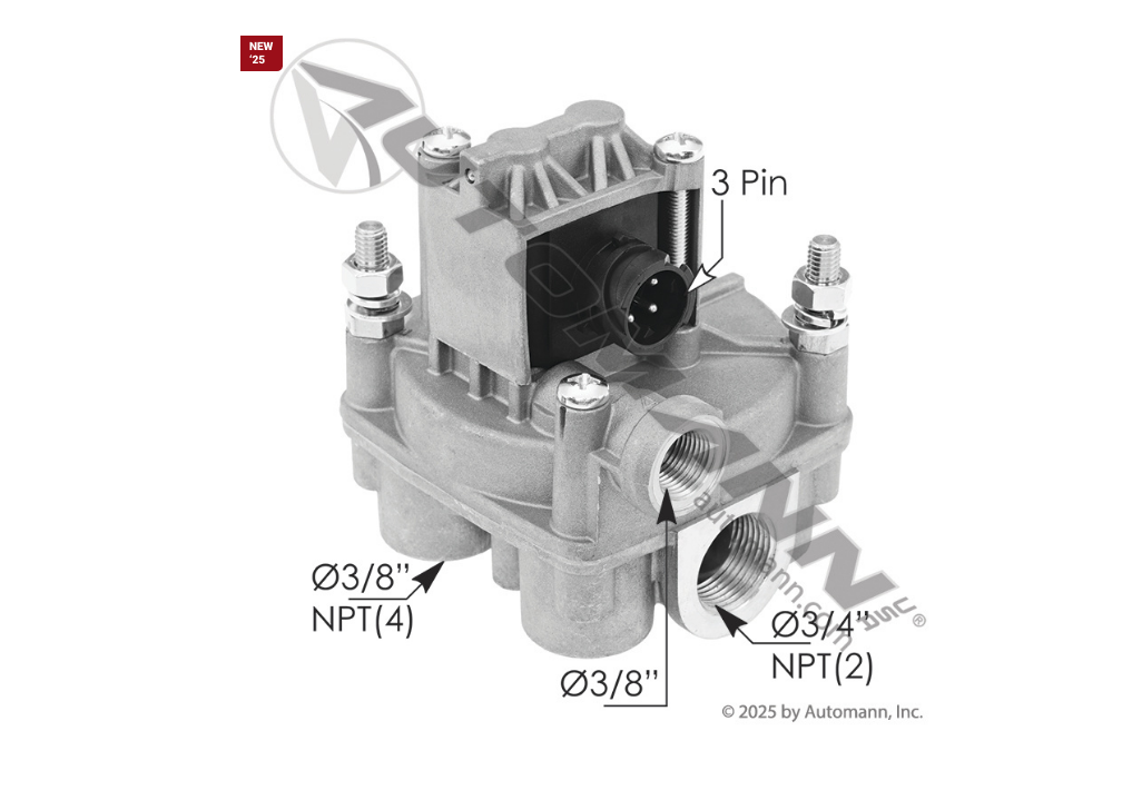 170.4721950330 - Wabco Type ABS Solenoid Relay Valve (Ref. # 4721950330)