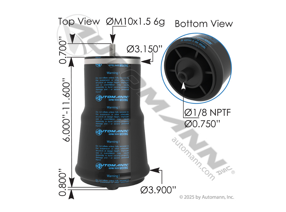 ABSZ70-2624 - Air Spring Cabin Volvo Ref. # 1S6-058, 20463622, 20462624