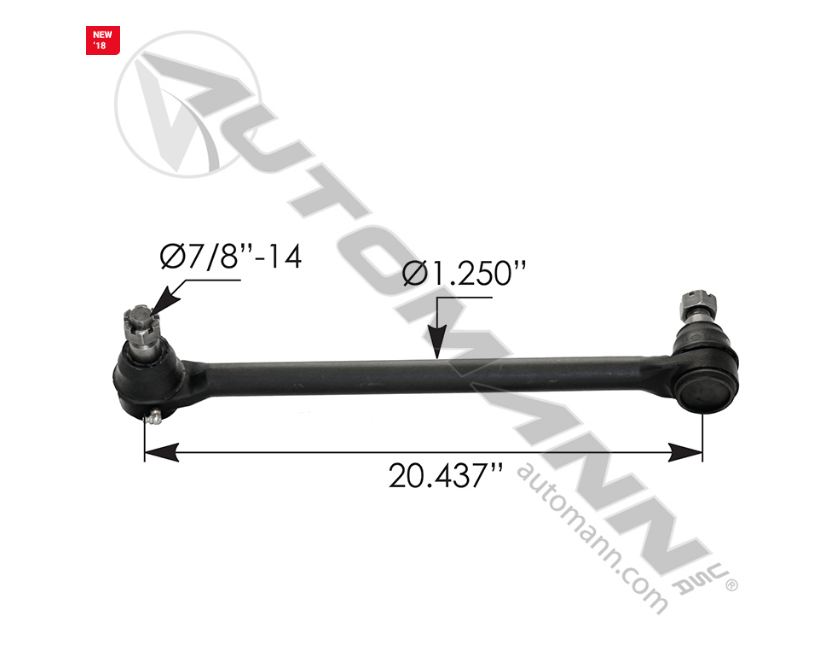 463.DS4655 - Drag Link Freightliner, Ref. # 1414321000, 1417643000