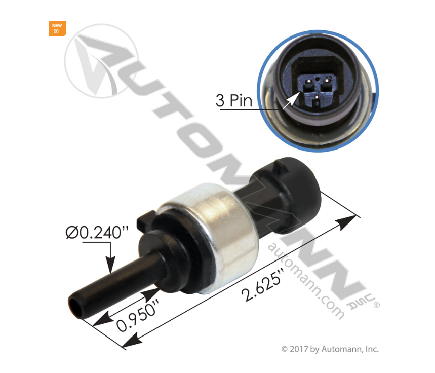 577.59507 - Air Brake Pressure Sensor Paccar, Ref. # Q211041