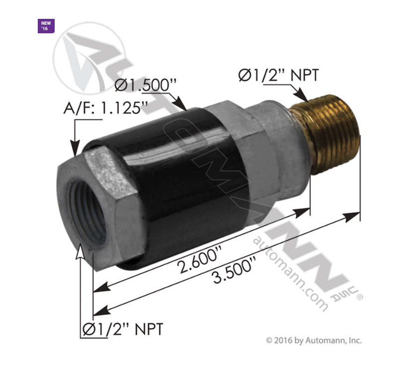 170.2291 - Quick Release Valve In-Line, Ref. # TV801095, 032020, 401146