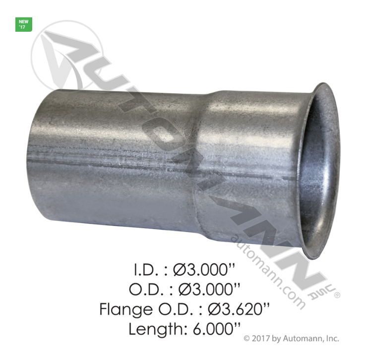 562.U13621A - Flared Exhaust Adapter 3.620in ALZ, Ref. # T3626ID, P207619