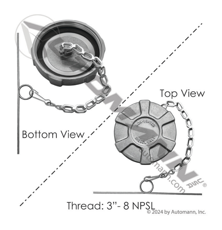 572.1049 - Fuel Cap 3in-8 NPSL Non-Vented, Ref. # 3591619C1, 3591619C2