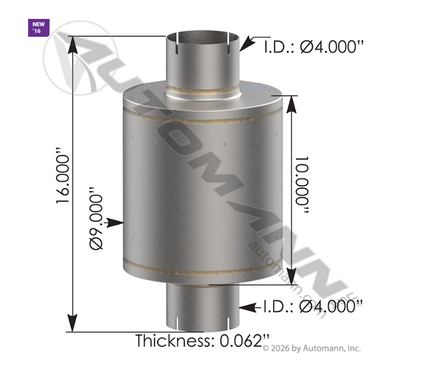 562.U64091 - Resonator 4in Inlet/Outlet 9in Body