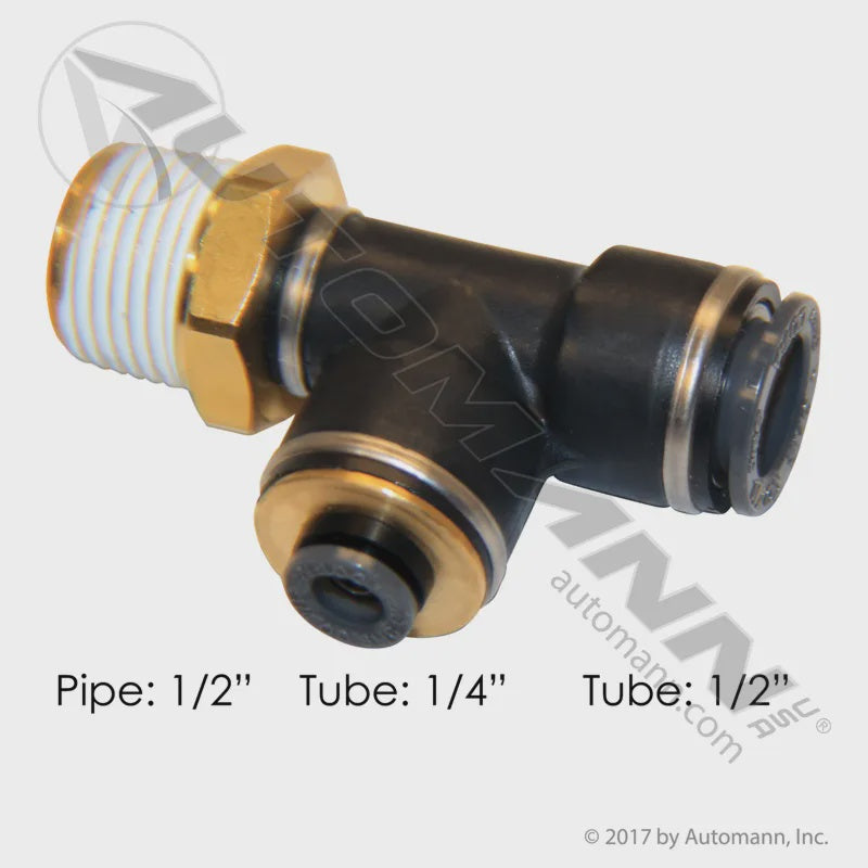 177.117184D - PLC Swivel Male Run Tee 1/2x1/4x1/2 in.