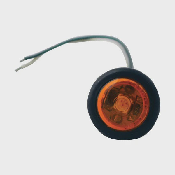 3/4" Amber Round Clearance/Marker Flat Led Light With 1 Led And Amber Lens