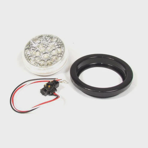 4" Red Round Tail/Stop/Turn Led Light With 17 Leds, Clear Lens And Chromed Reflector | F235103