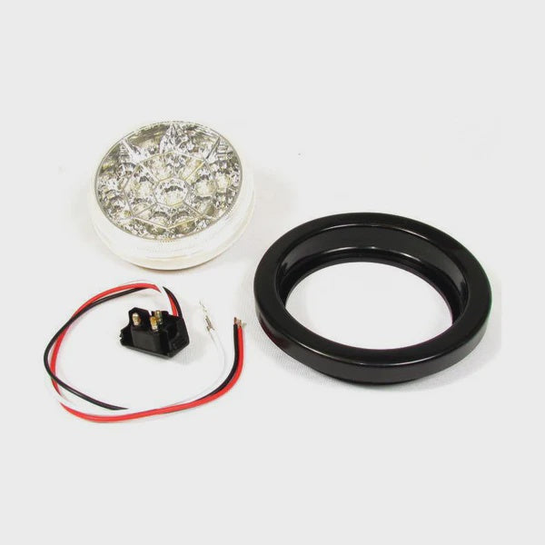 4" Amber Round Tail/Turn Led Light With 17 Leds, Clear Lens And Chromed Reflector