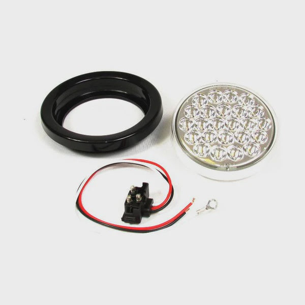 4" Red Round Tail/Stop/Turn Led Light With 24 Leds And Clear Lens