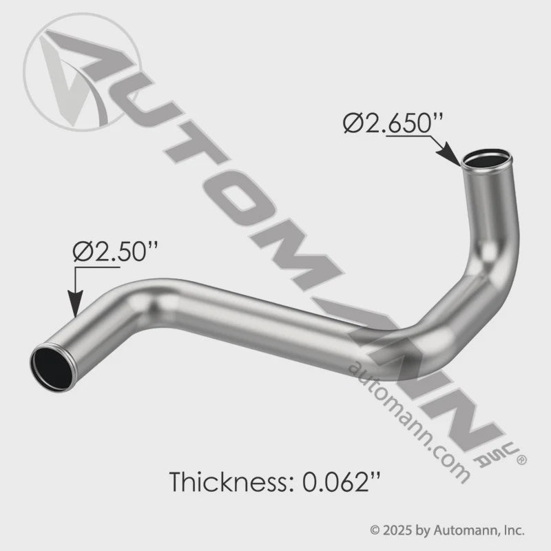 561.59616SS - Upper Radiator Pipe Kenworth 304SS
