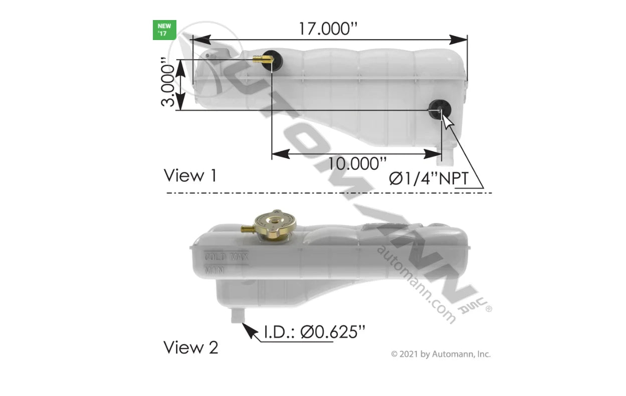 575.10111 Coolant Reservoir for Freightliner MT45 (2012 and prior)