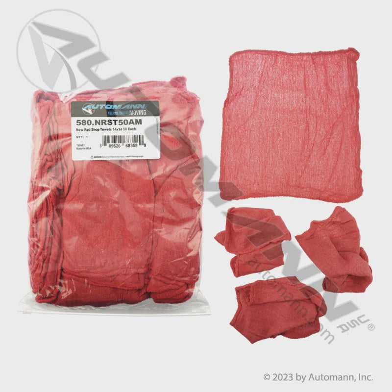 580.NRST50AM - New Red ShopTowels 14x14 50 Each Per Bag