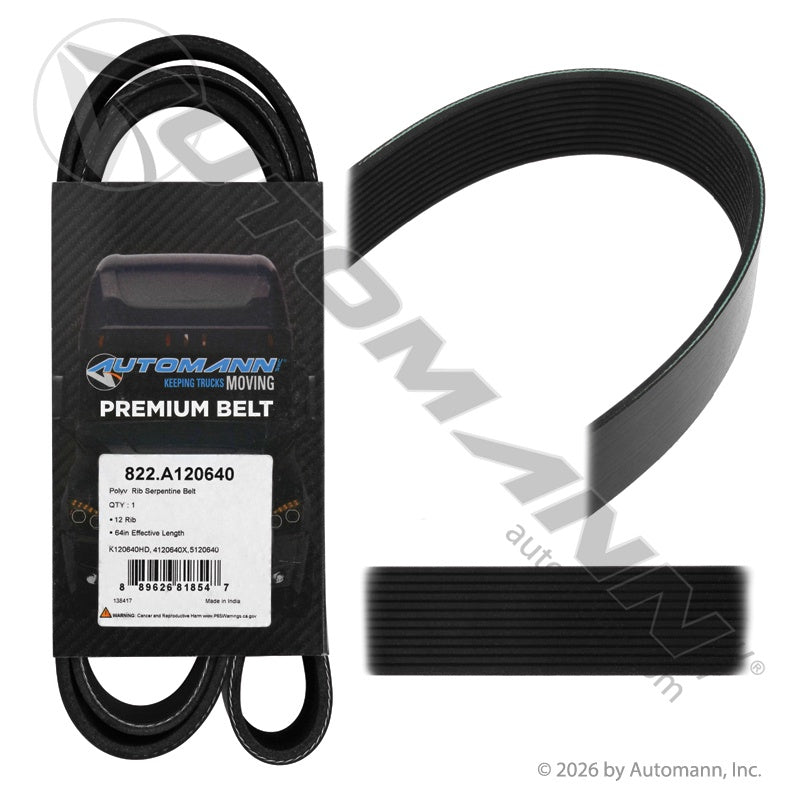 822.A120640, Poly Rib Serpentine Belt, Alternative to (K120640HD, 4120640X, 5120640)