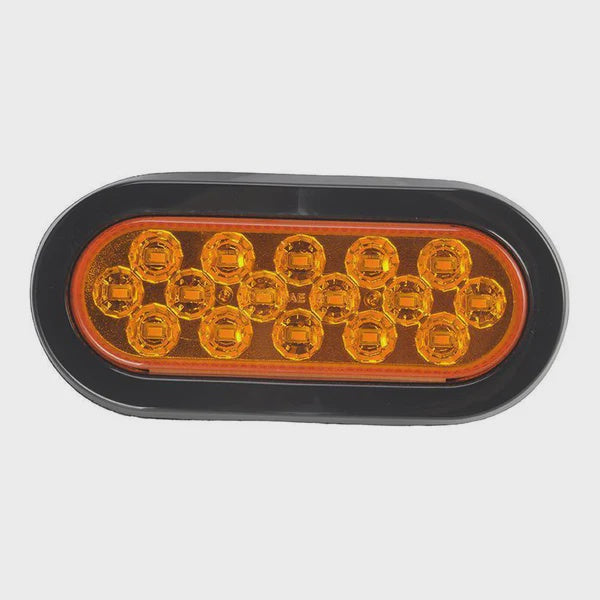 6" Amber Oval Marker/Tail/Turn Led Light With 16 Sq Leds And Amber Lens