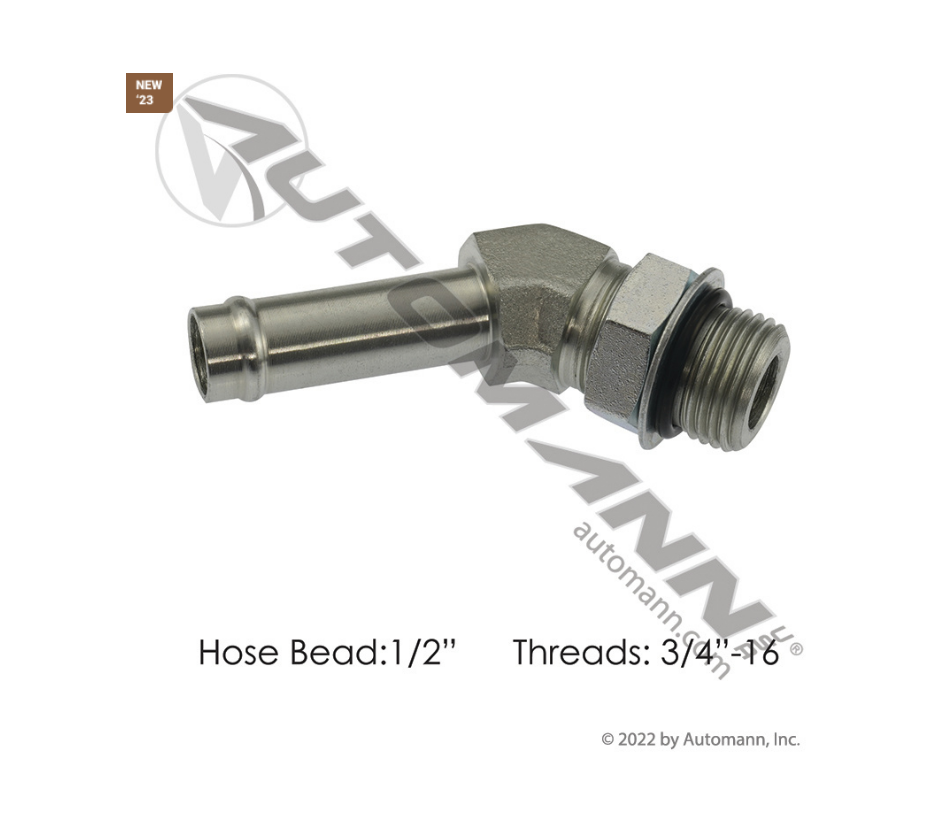 821.70715-0808 - Bead Fitting 1/2in Hose X 8 O-Ring Boss