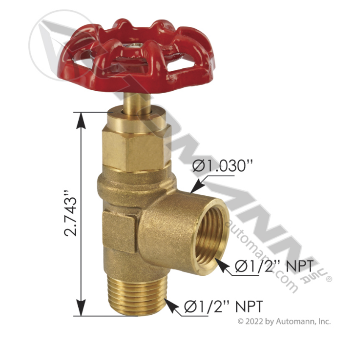 177.423DD - Shutoff Valve 1/2in M NPT x 1/2in F NPT