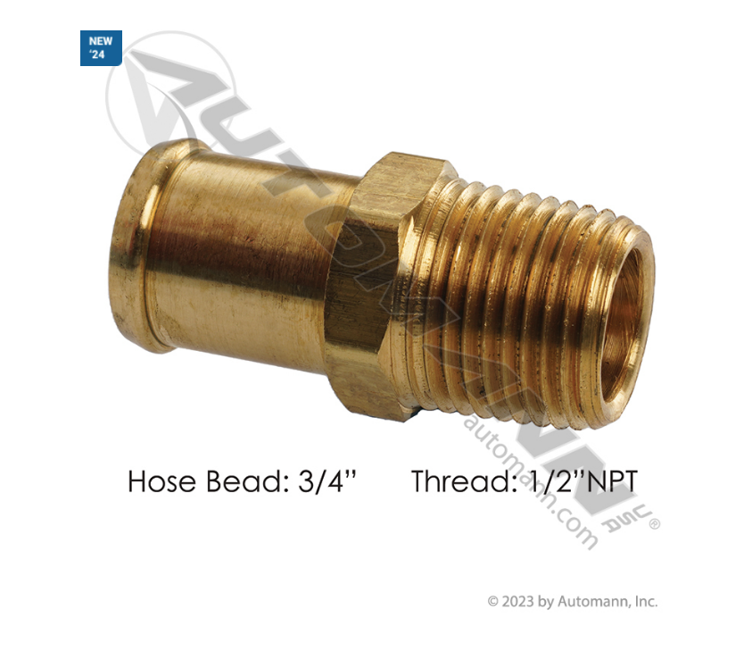 177.88112D - Bead Fitting 3/4in Hose x 1/2in Pipe