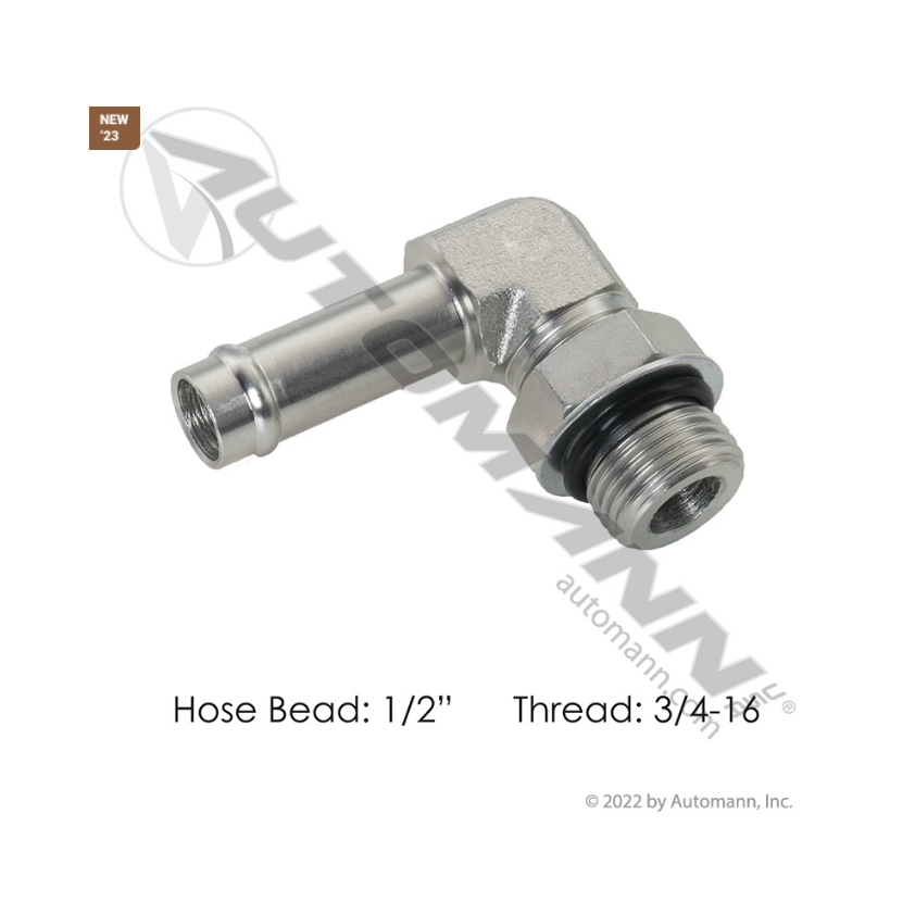 821.70717-0808 - Bead Fitting 1/2in Hose X 8 O-Ring Boss