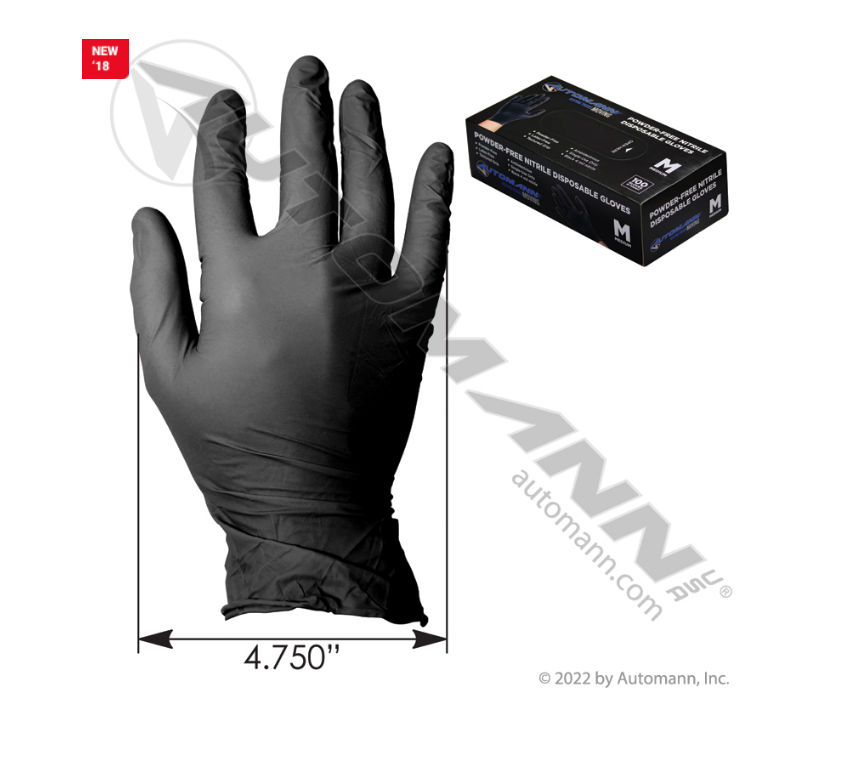 571.G1001M - Nitrile Gloves 100ct Black 4mil Medium