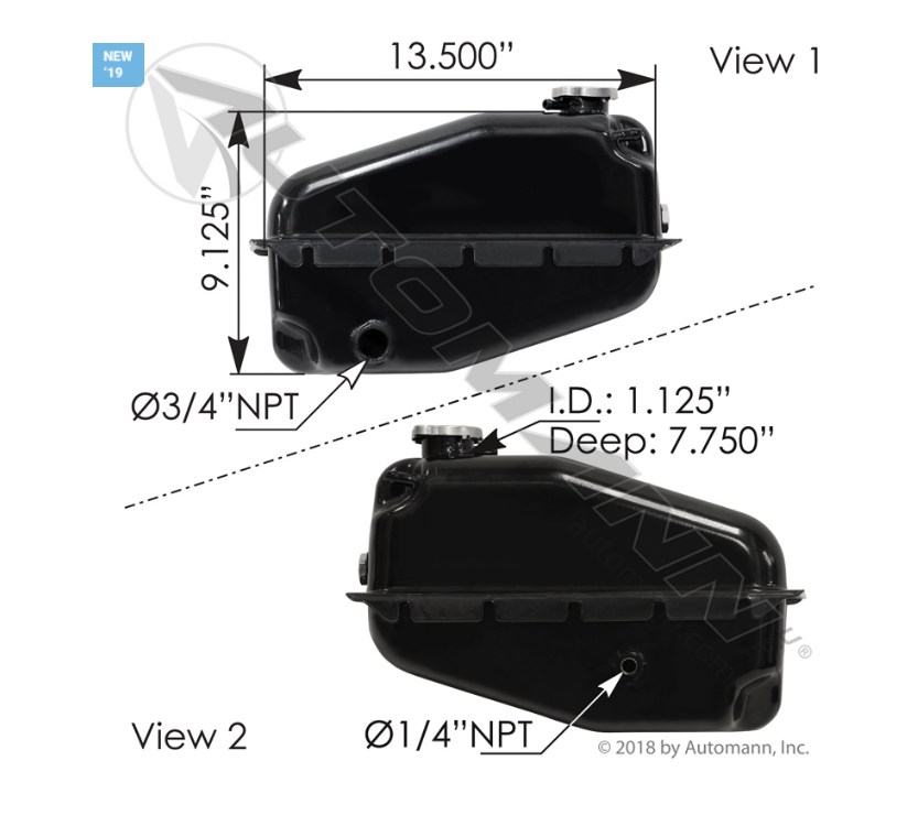 575.10118 Coolant Reservoir for Freightliner FL112 with 20 PSI Cap