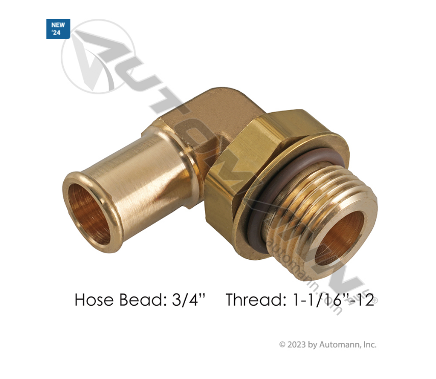 177.88312B12 - Bead Fitting 3/4in Hose X 12 O-Ring Boss