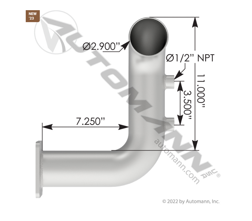 561.59141SS - Radiator Pipe Lower Kenworth SS304