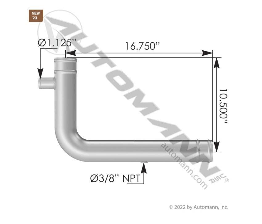 561.59173SS - Radiator Pipe Lower KW-Pete SS304