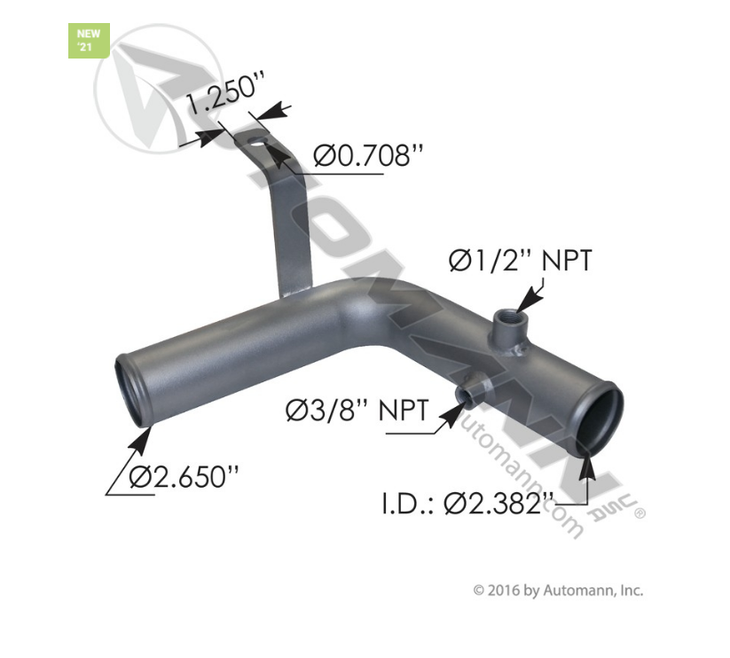 561.75222 - Lower Radiator Pipe Peterbilt