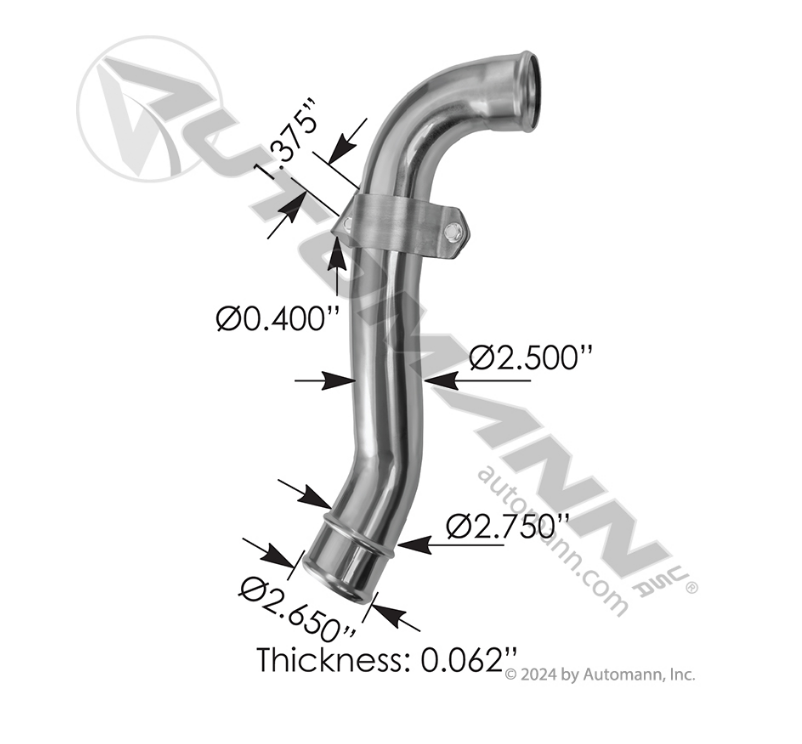 561.46546SS - Radiator Pipe Freightliner SS304 $59.30