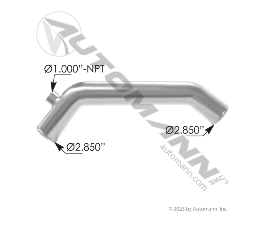 561.59347SS - Lower Radiator Pipe Kenworth SS304