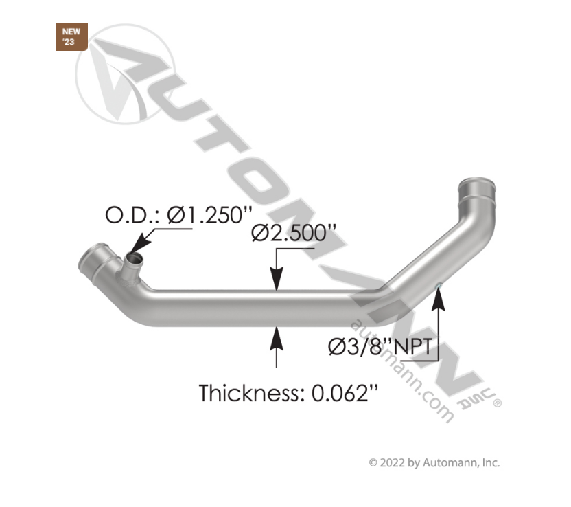 561.59382SS - Radiator Pipe Lower Kenworth SS304