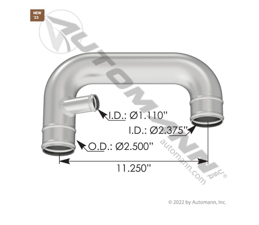 561.59209SS - Radiator Pipe Lower Kenworth SS304