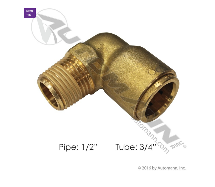 177.13B1512D - Brass PLC Male Elbow 3/4 X 1/2in