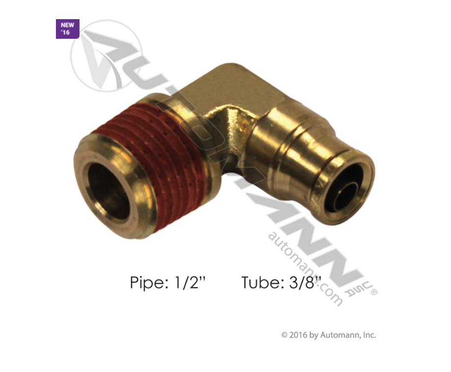 177.13B156D - Brass PLC Male Elbow 3/8 X 1/2in