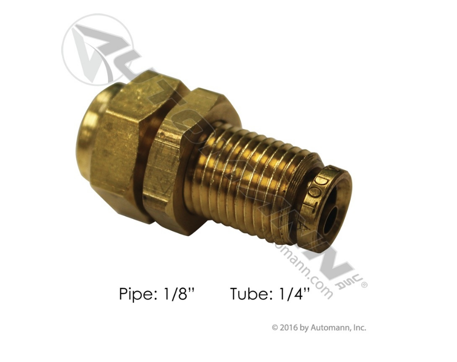 177.13B864A - Brass PLC FM Bulkhead Union 1/4 X 1/8in