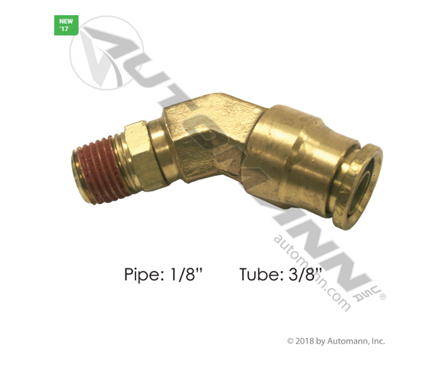 177.13B746A - Brass PLC 45 Deg Male Elbow 3/8 X 1/8in