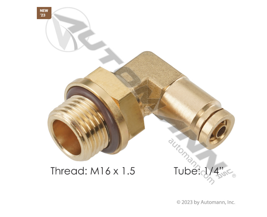 177.13B154M16 - Brass PLC Male Elbow 1/4in X M16x1.5