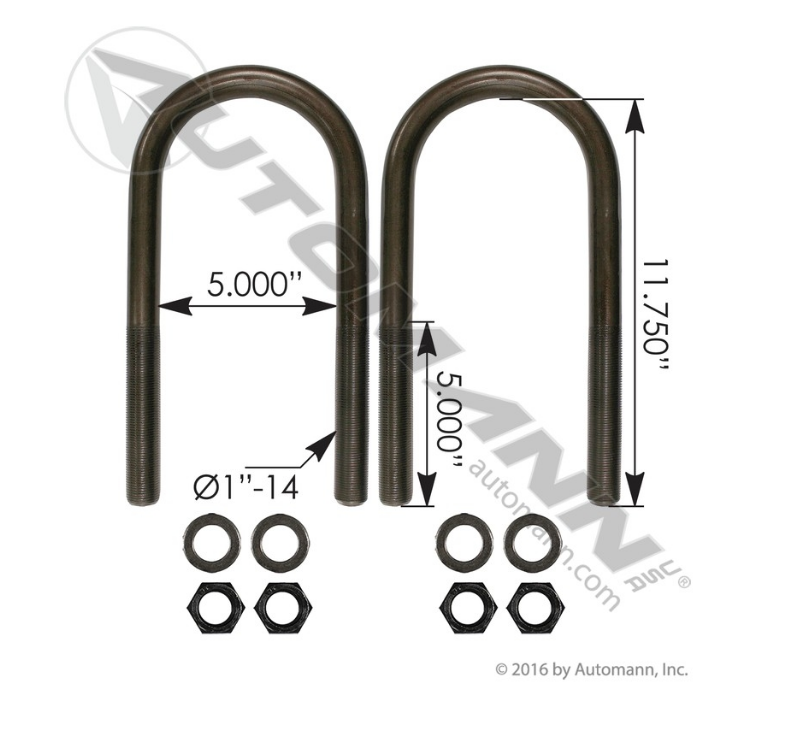 AUBK8175-11 - U Bolt Kit 1in X 5in X 11in