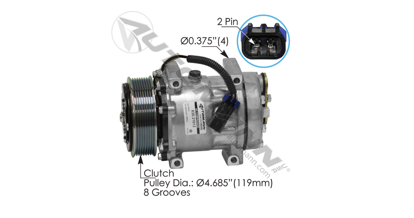 830.31012 - Air Conditioning Compressor 7H15 Type (5333, 03-0609, SKI4417, SKI4818, 4818)