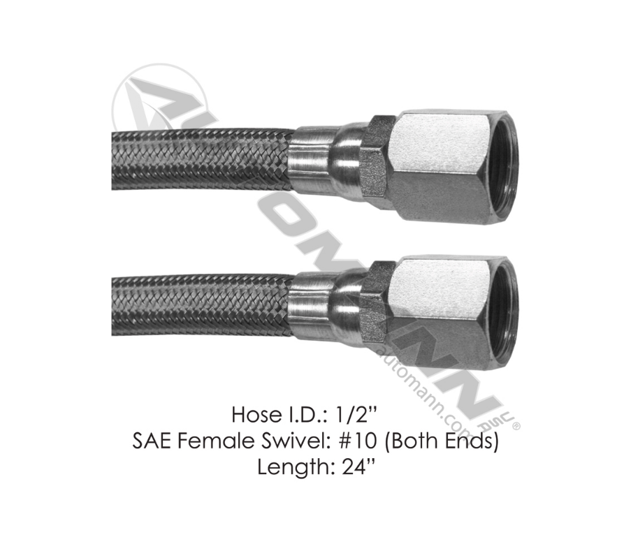 177.10124 - Discharge Hose 2 Fem SAE Swivel 24in (19DSW324, 142524, 462224)