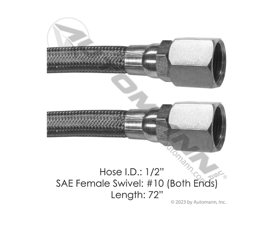 177.10172 - Discharge Hose 2 Fem SAE Swivel 72in ( 19DSW372, 142572, 462272)